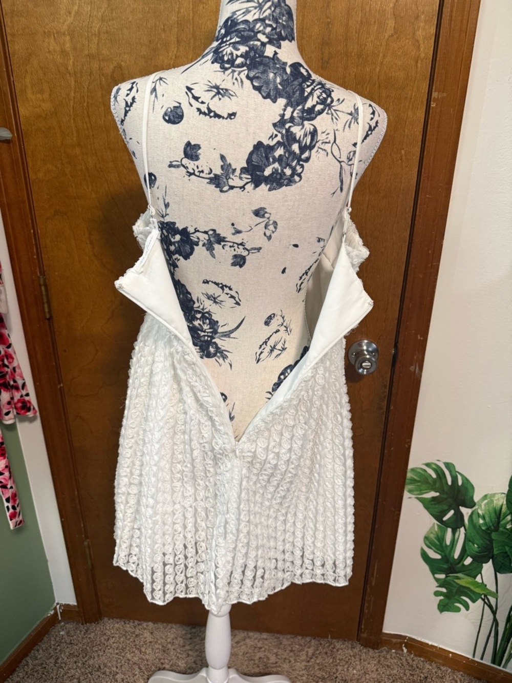 All in Favor White Rosette Spaghetti Strap Mini Dress Bridal shower (med) - Picture 6 of 16